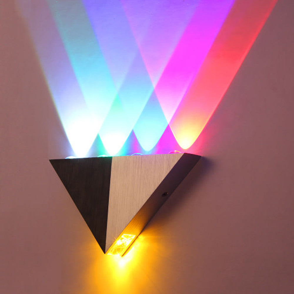 Aluminum Triangle Wall Sconce with Colorful Lights