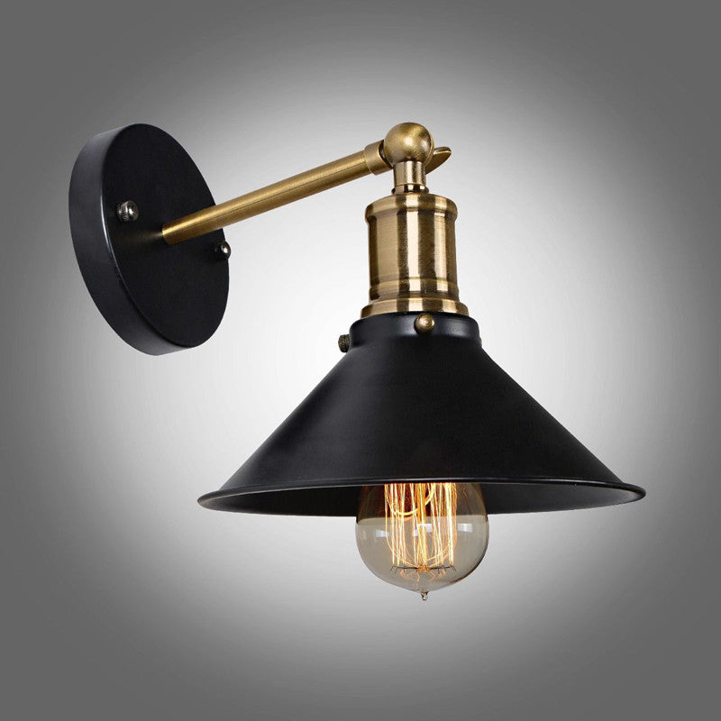 Industrial Black Metal Umbrella Vintage Style Wall Light